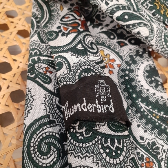 Vintage Thunderbird Paisley Streetwear Hipster Tie - Picture 5 of 9
